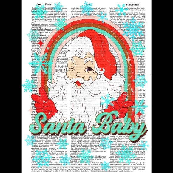Santa Baby Christmas Holiday Vintage Dictionary Art Pri… - Picture 3 of 5